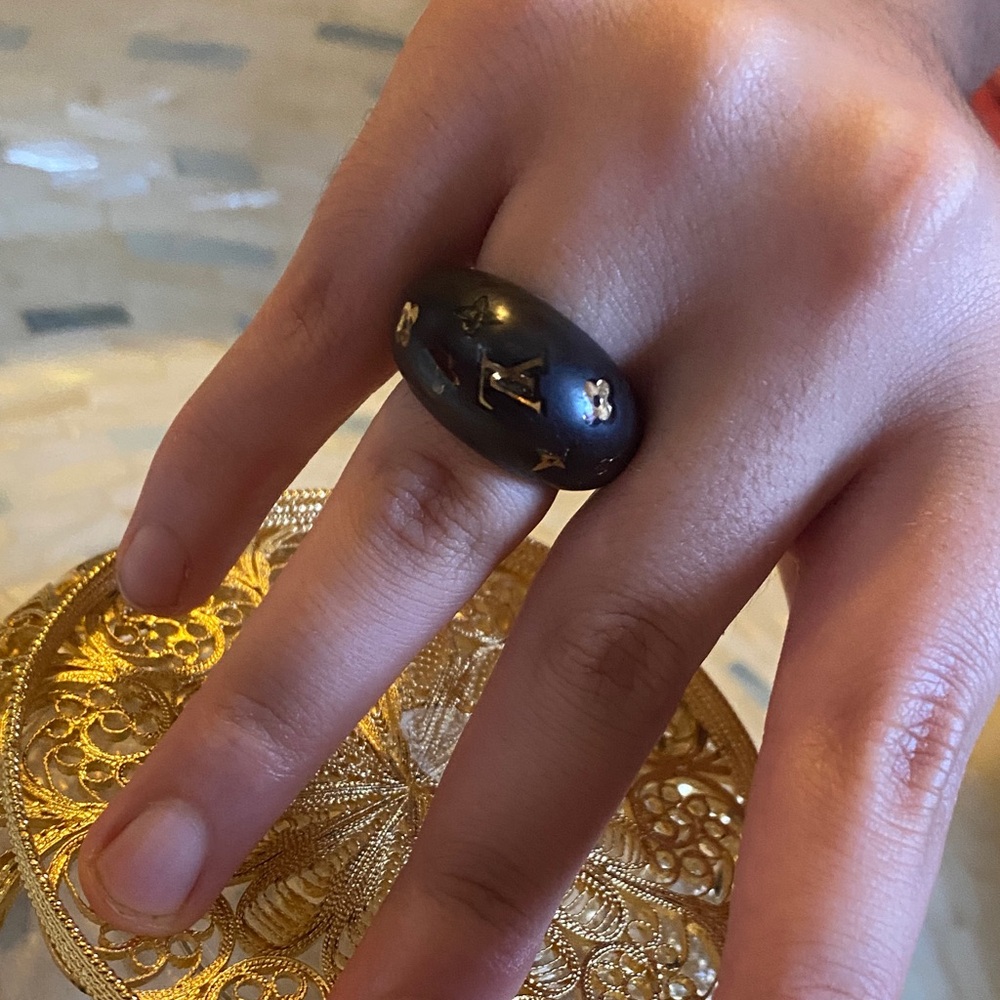 🖤♠️♣️💛❤️‍🔥Louis Vuitton Silvania Wood Sz 6 Ring M GA0132  With Box🎁 - Picture 4 of 15